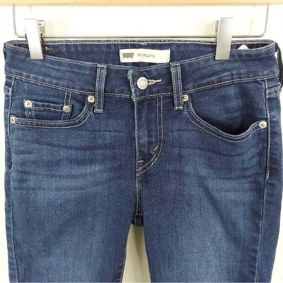 Levi's Womens 535 Jean Shorts Blue Stretch Dark Wash Cut Off Pockets Juniors 5 M - Picture 2 of 5